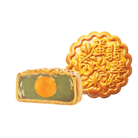 Single Yolk Golden Emerald Pure Lotus Mooncake | 单黄金翡翠纯莲蓉月饼